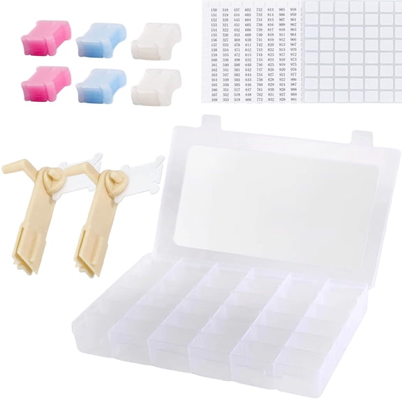 126PCS Embroidery Floss Bobbins Kit with Organizer Boxes, Bobbin Winder, Floss Bobbins and Stickers, Cross Stitch Thread Storage Set for Craft DIY Sewing Supplies
