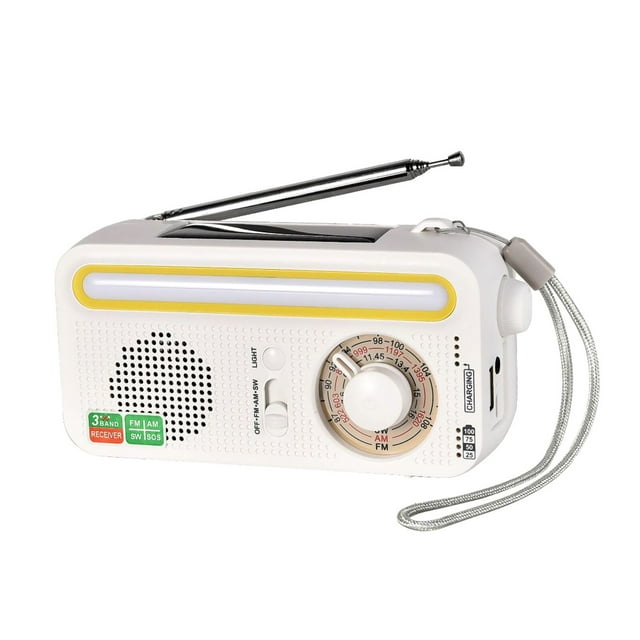 Hand Crank Solar Emergency Outdoor Camping Portable USB Rechargeable /AM/SW SOS Alarm with Flashlight & Reading Light