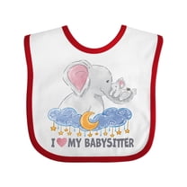 Inktastic I Love My Babysitter Elephant Family Boys or Girls Baby Bib