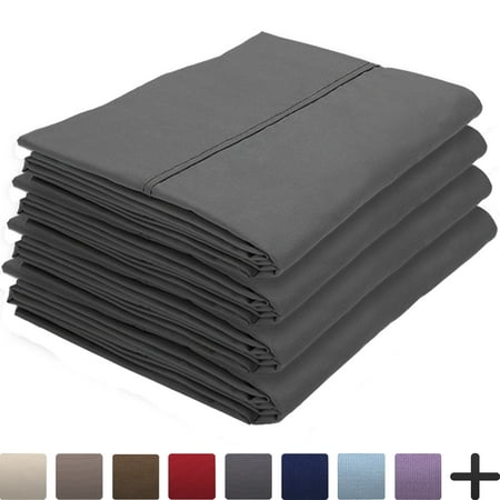 - 4 Pillowcases - Premium 1800 Ultra-Soft Collection - Bulk Pack - Double Brushed - Hypoallergenic - Wrinkle Resistant - Easy Care (Standard - 4 Pack, Grey)