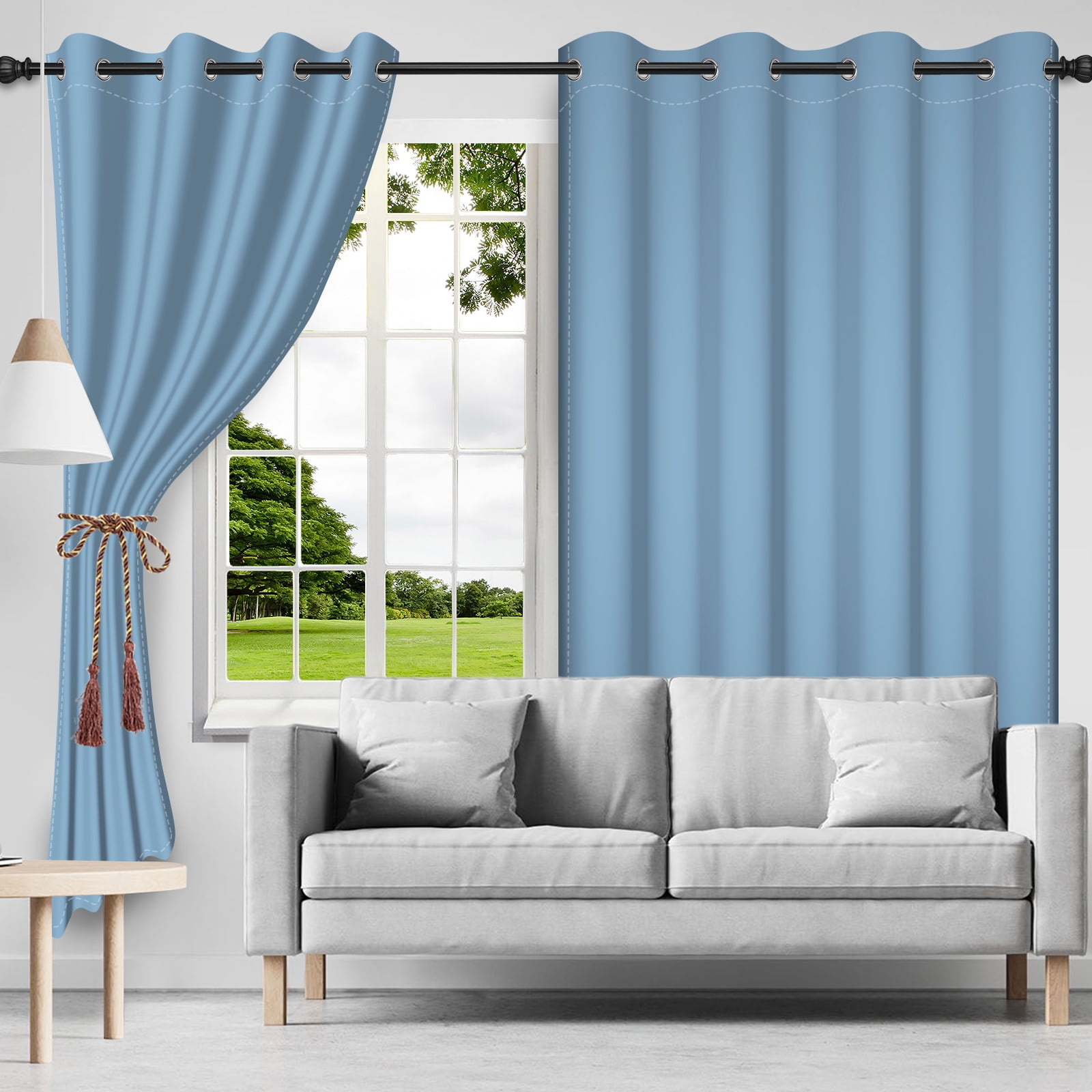 LFEEY Blackout Curtains Sky Blue, Thermal Insulated Grommet Bedroom Darkening , Blue, 52x84inch, 2 Panels