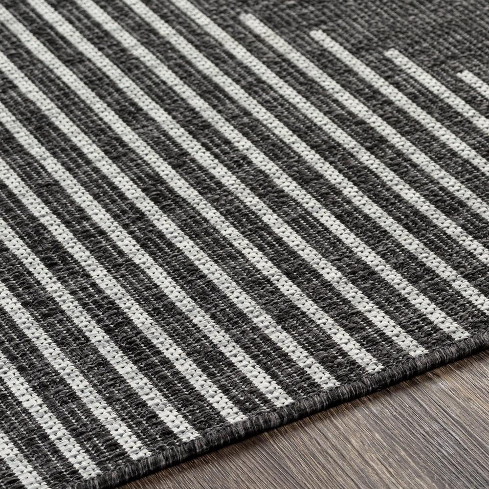 Livabliss Outdoor Rugs, 5x8 Eagean Global Black Area Rug for Patio, Porch, Deck, Backyard, Waterproof Indoor Outdoor Carpet (5'3" x 7'7")