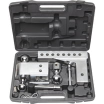 Aluma-Tow Adjustable Aluminum Ball Mount Hitch - 2.5in Receiver, 12k lbs GTWR, 8in Drop/Rise, 3 Balls & Locking Pins/Storage Case