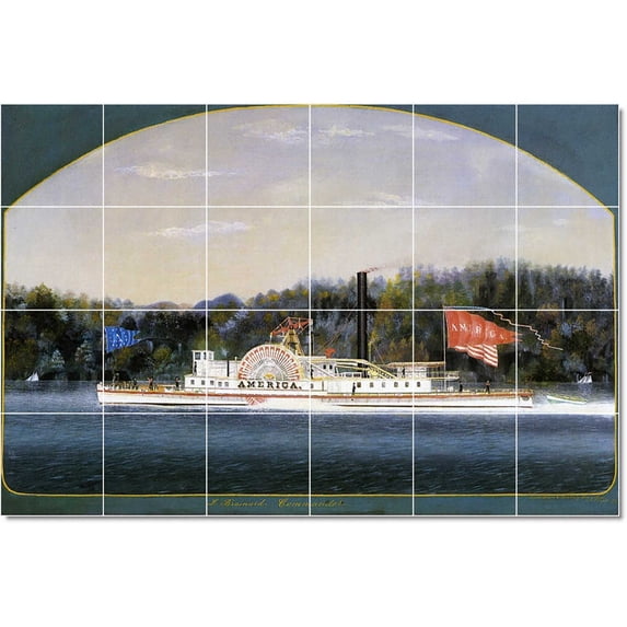 Ceramic Tile Mural-James Bard Ships Tile Mural Residential Remodeling. 48" w x 32" h using (24) 8 x 8 ceramic tiles