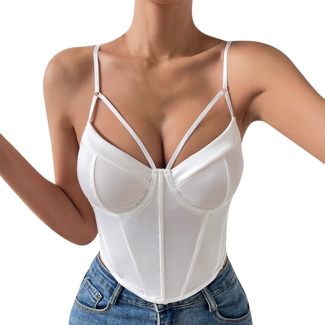 Clearance Sale 2025 Shapers Stylish Diamond Shape Slim Sexy Backless Fishbone Steel Ring Solid Color Everything Little Vest