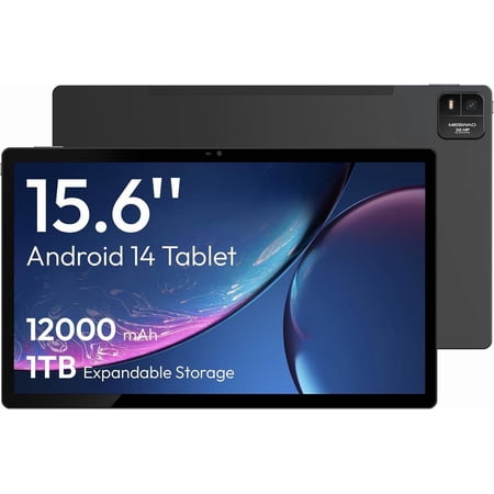 MESWAO 2025 15.6 Inch Android 14 Large Tablet, FHD IPS Helio G99 Octa-Core 8GB+256GB Expandable 1TB,Dual Wi-Fi,32MP-Cameras Quad Speakers(12000mAh)