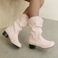 thumbnail image 5 of Women's British Pile Boots With Simple Midsole Slim Boots Thick Mid Heel Boots, 5 of 8