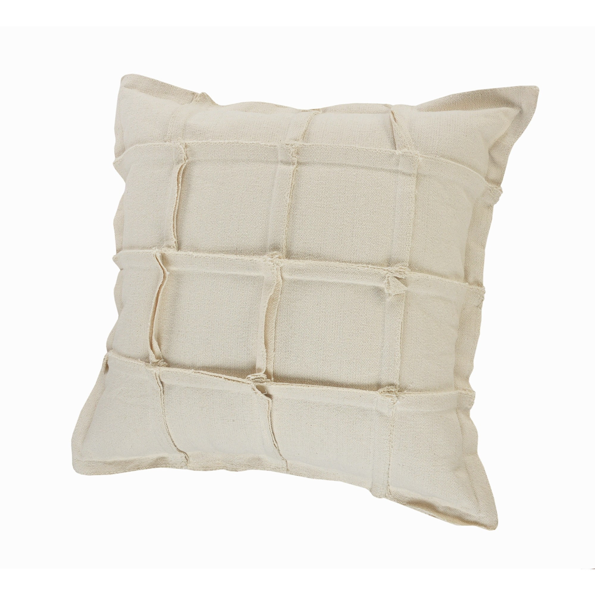 Laddha Home Designs Handwoven Over Tufted Grid Cotton Throw Pillow Cover - 20" - Cream