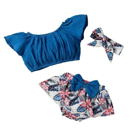

Baby Girl Clothes Outfitscottonsolid Color Topcasual3Pc Set