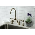 thumbnail image 2 of Kingston Brass KS7793ALBS English Country Two-Handle 3-Hole Deck Mount Bridge Kitchen Faucet with Brass Side Sprayer in Antique Brass, 2 of 7
