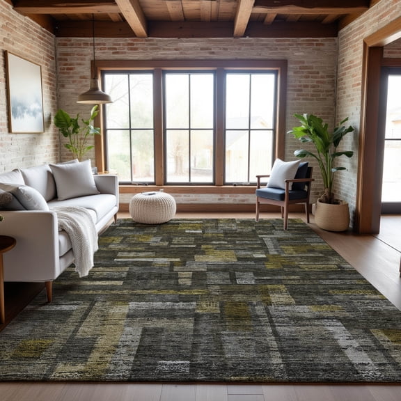 Addison Rugs Mayfield Premium Machine Washable Transitional Stripes Charcoal Rectangle Rug, 5' x 7'6"