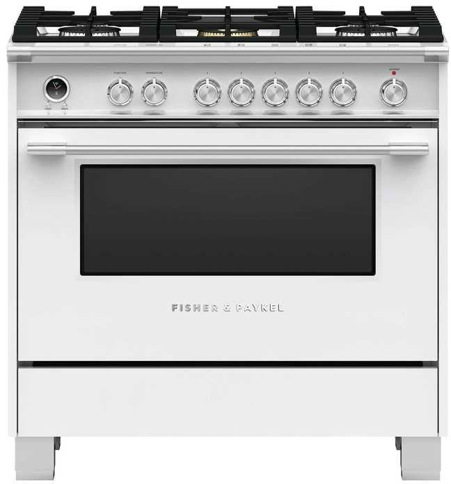 Fisher Paykel OR36SCG6W1 36" Freestanding Dual Fuel Range in White