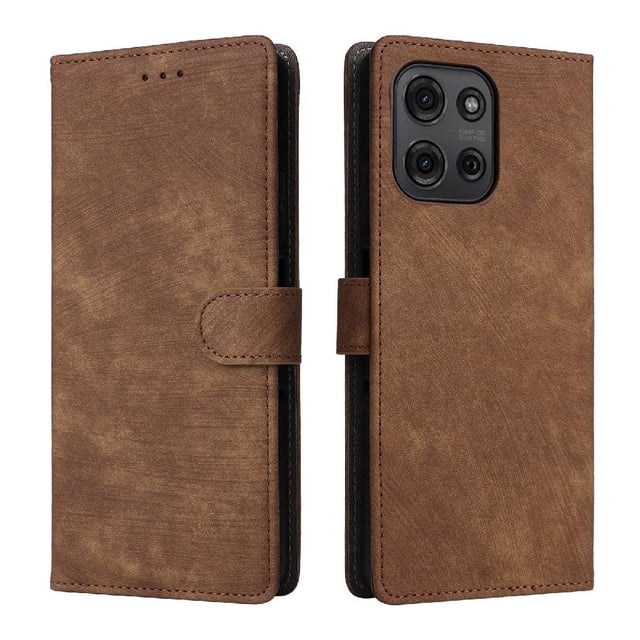 Phone Wallet Case for Motorola MOTO G75 5G with Stand - Leather Folio Cover & Card Slots Brown