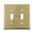 thumbnail image 1 of Nostalgic Warehouse 720059 New York Switch Plate with Double Toggle, Unlacquered Brass, 1 of 3