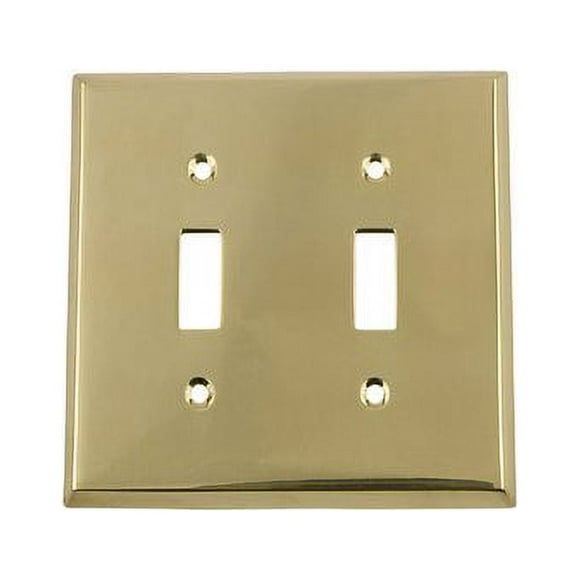 Nostalgic Warehouse 720059 New York Switch Plate with Double Toggle, Unlacquered Brass