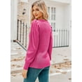 thumbnail image 3 of Weardear Puffy Sleeves Knit Tops for Women Long Sleeve Soft Sweater Pullover V Neck Lightweight Blouse, 3 of 5