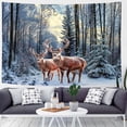 thumbnail image 3 of Winter Tapestry Wall Hanging Deer in Snowy Forest Trees Nature Wall Blankets for Bedroom Living Room Dorm Christmas Decor, 60X40IN, 3 of 5