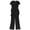 Black - deepblack, variant on bar III Womens Ruffle Pant Jumpsuit, Black, 10