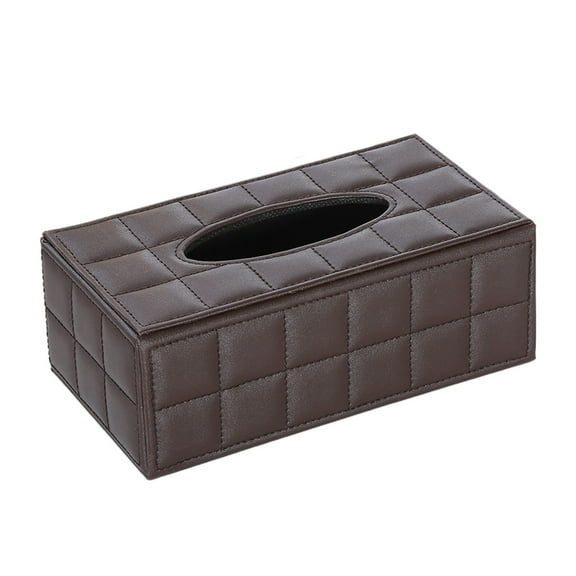 Rectangular Leather Tissue Box Cover Stylish Decorative PU Tissue Box for Vanity Dresser Night Stand Table Countertop Home Office Car (Brown)