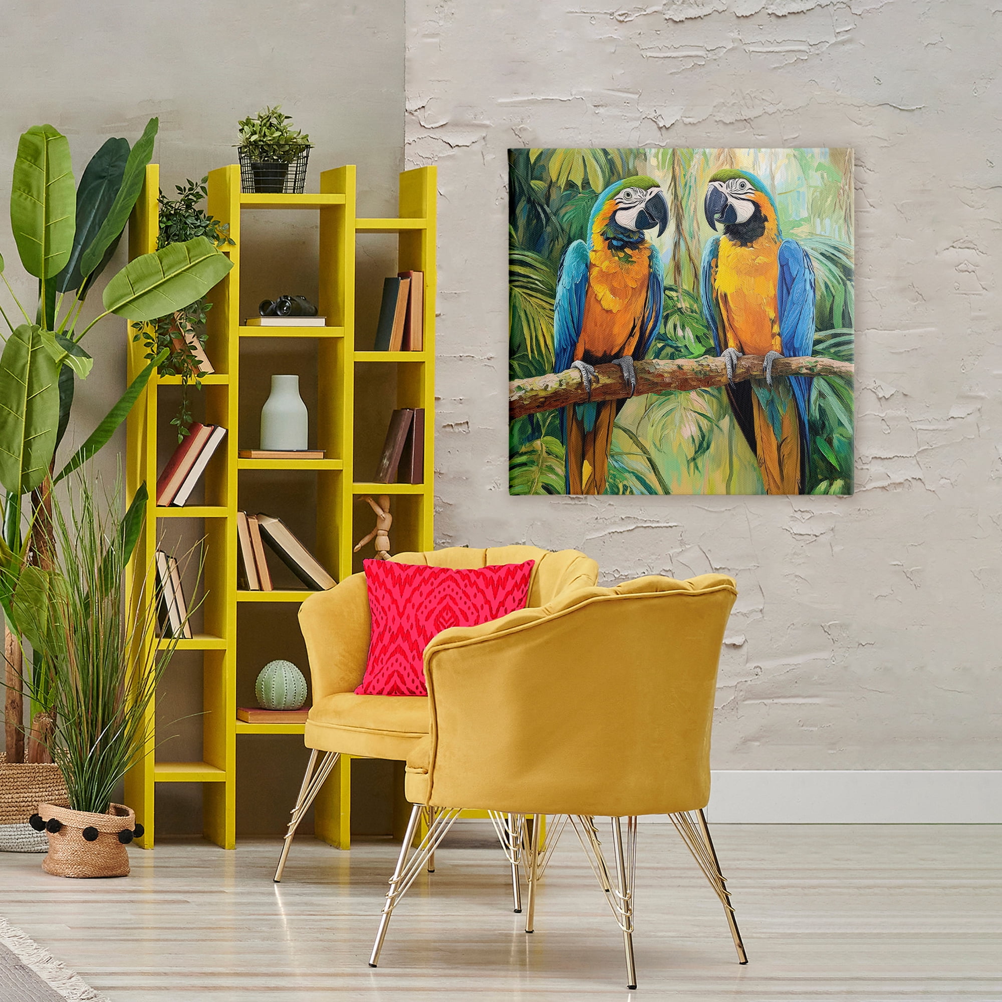 Stupell Industries Two Macaws Among Foliage Canvas Wall Art, design by Petal Prints Design