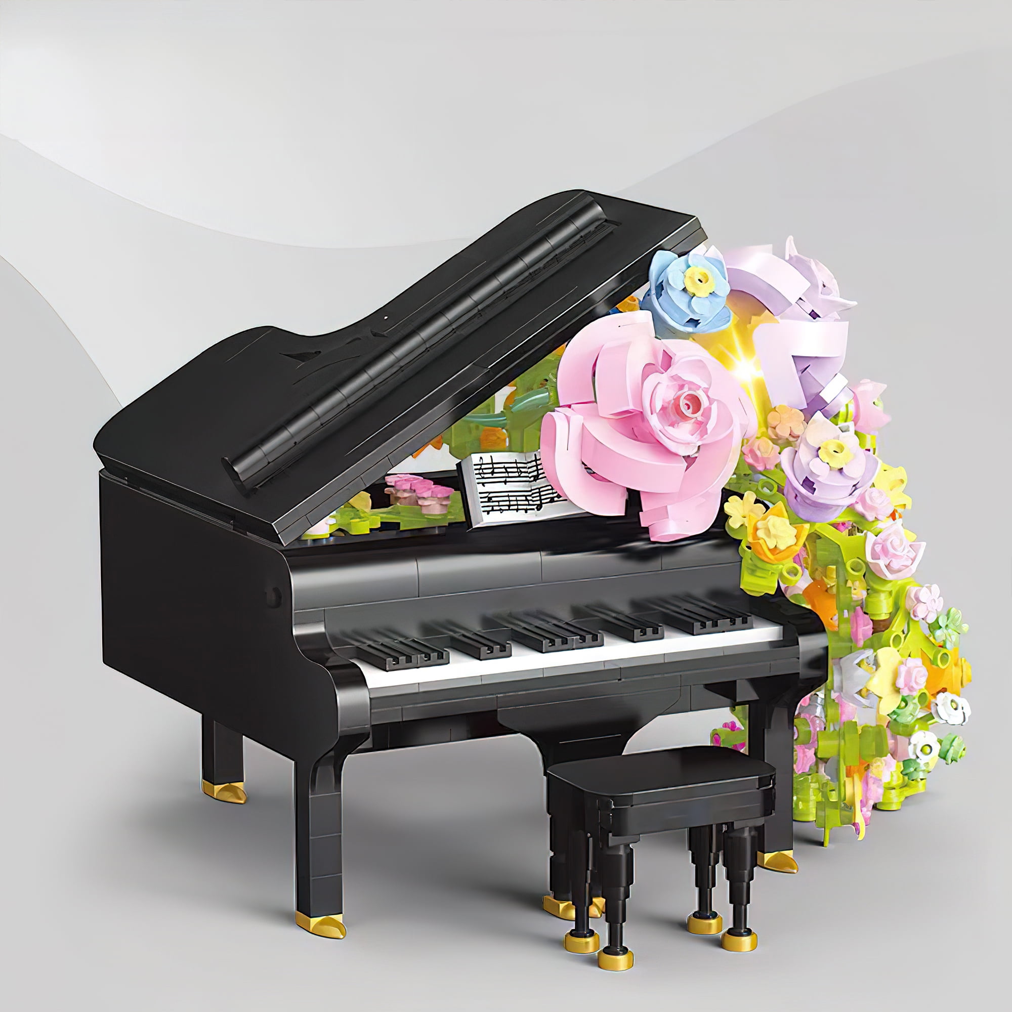 MACTANO Piano Building Block Set Piano Flower Building Brick Plastic Toy Gift for Adult Kid 841PCS