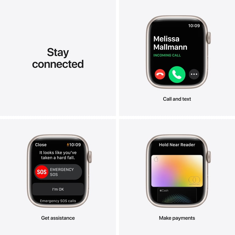 Apple Watch Series 7 GPS, 45mm Starlight Aluminum Case, Starlight
