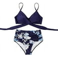 thumbnail image 2 of Women Cross Wrap Halter Bikini Set High Waisted Bathing Suits Push Up Two Piece Swimsuits, 2 of 8