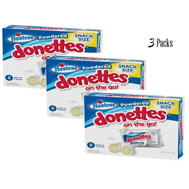 HOSTESS Powdered DONETTES Donuts Snack Pack, 8 count, 12.0 oz (3 Packs)