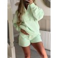thumbnail image 5 of Womens 2 Piece Sweatsuit Outfits Half Zip Hoodie Sweat with Shorts Pockets Lounge Winter Tracksuit Wear Matching Set, 5 of 5