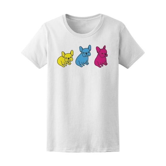 Pop Art French Bulldog Puppies T-Shirt Women -Image by Shutterstock, Female Medium