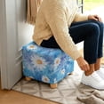 thumbnail image 5 of SCRAWLGOD Daisy Tie-Dye Print Blue Square Ottoman Slipcover, Removable Washable Footrest Stool Cover Foldable Storage Furniture Protector Elastic Ottoman Cover for Pets, 5 of 7