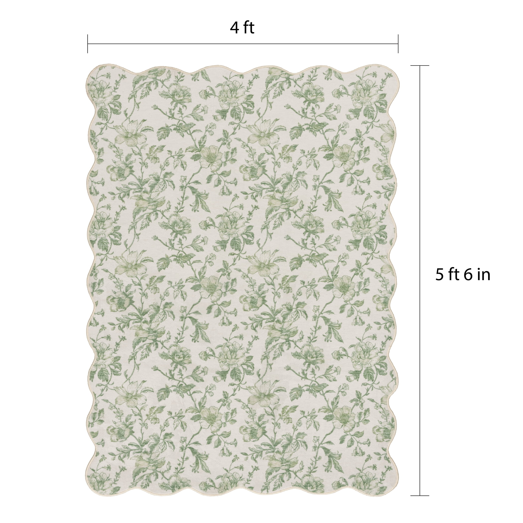 Mainstays Green Floral Faux Fur Indoor Area Rug - 4 ft x 5 ft 6 in