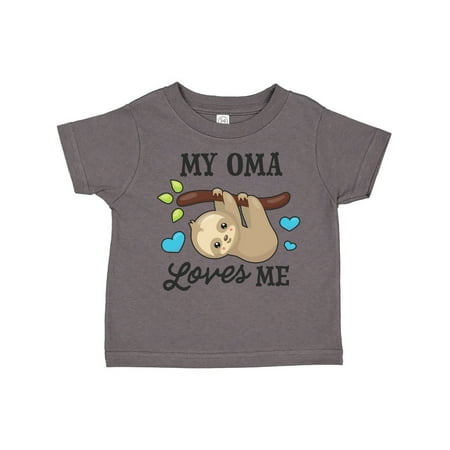 

Inktastic My Oma Loves Me with Sloth and Hearts Gift Toddler Boy or Toddler Girl T-Shirt