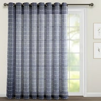 Lush Decor Farmhouse Textured Grommet Sheer Window Curtain Panel Navy Single 115x84
