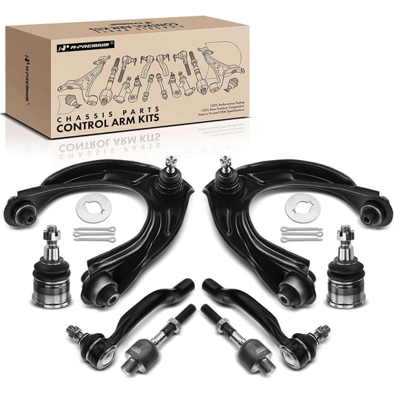 A-Premium 8Pcs Front Suspension Kit Upper Control Arm Ball Joint Tie Rod End Compatible with Honda Accord 2008-2012