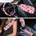 thumbnail image 3 of Uorisanigo Strawberry Flower Car Seat Cover Front & Rear Auto Seat Covers+Steering Wheel+Shoulder Strap Protector+Armrest Cover Pad+Headrest+Gear Shift & Handbrake Covers+Coasters+Key Chain, 3 of 7