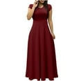 thumbnail image 2 of Nnhblu Sundresses for Women Short Sleeve Maxi Dress Round Neck Wine - XL, 2 of 6