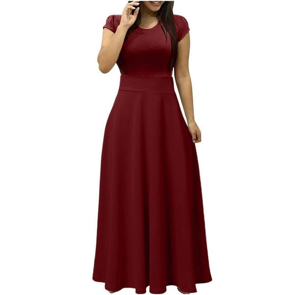 Vestidos Para Mujer Maxi Vestido Color Sólido Colorido Vestido Manga Corta Playa Casual Sundress Odeerbi  ODB145493