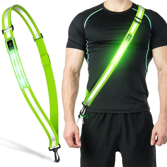 LED Reflective Belt Sash Walking Gear, Reflective Vest Running Gear USB Rechargeable LED Light Up Vest High Visibility Safety Lights for Walkers at