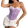 thumbnail image 2 of JMKQLZ Women's Spliced Lace French Fishbone Strapless Pearl, 2 of 7
