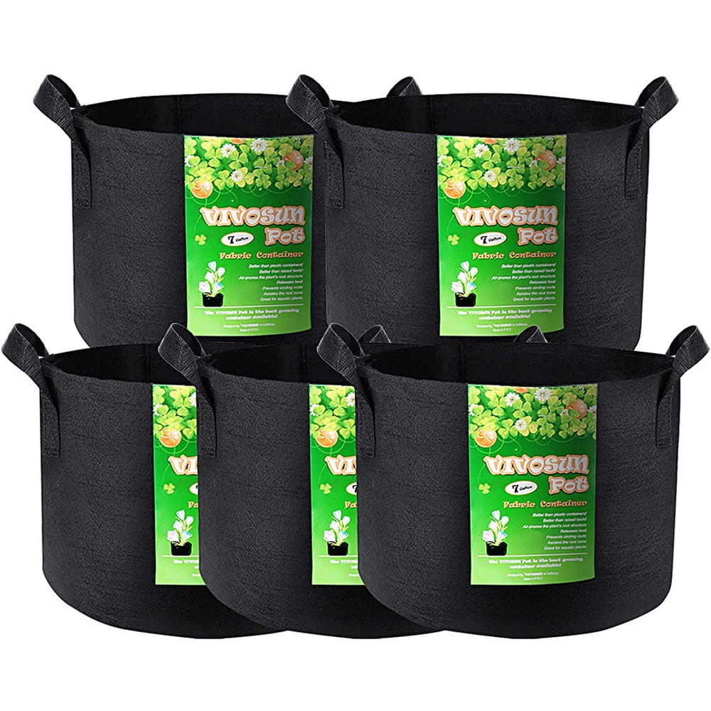 VIVOSUN 5Pack 15 Gallon Grow Bag, Fabric Pot with Handles for