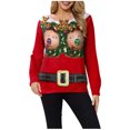 thumbnail image 1 of Pull de Noël pour Femmes Imprimé Graphique Mode Chandail en Molleton Col Rond Cardigan d'Hiver Chandail à Capuchon Veste Mi-Longue Manches Longues Fermeture Blouse, 1 of 3