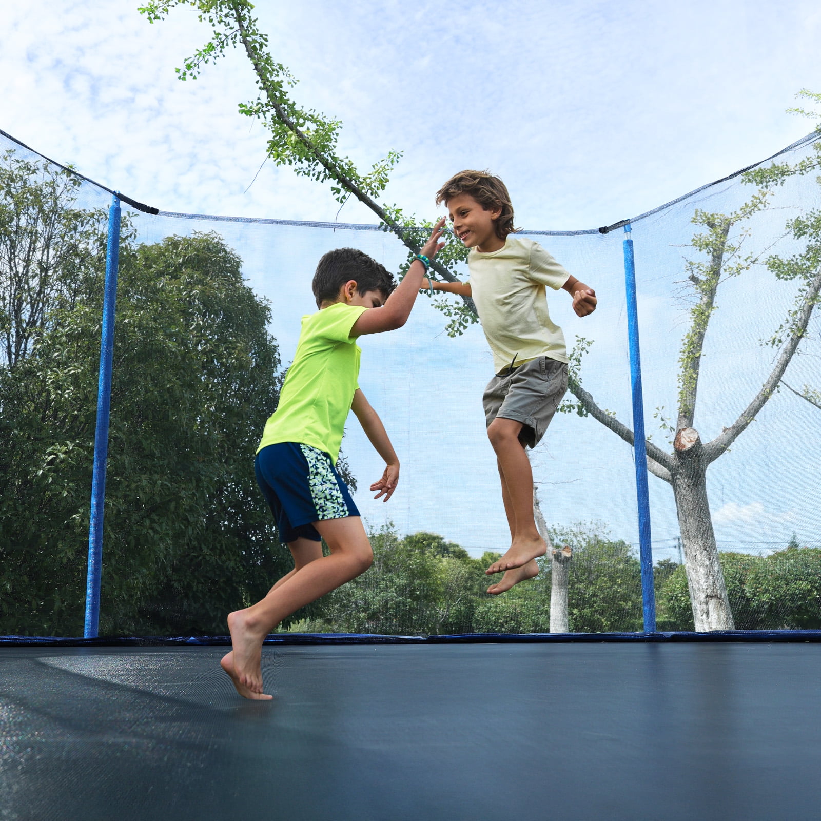 Aoodor 15FT Outdoor Trampoline, Recreational Trampoline with Enclosure Inner-Safety Net and Ladder for Kids