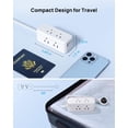 thumbnail image 4 of Avoben 360° rotating flat plug power strip with 6 widely spaced sockets, 2 USB-C ports and 1 USB-A port, 1440J surge protector, 5-foot extension cord, suitable for home, travel and office(Pack of 2), 4 of 7
