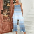 thumbnail image 2 of lulshou Jumpsuits for Women, Women'S Summer Comfortable Casual Suspender Print Sleeveless Pocket Strap Casual Overalls Romper Women's Jumpsuits, Rompers & Overalls, Blue L, 2 of 4