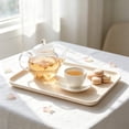 thumbnail image 5 of JHyouerji Imitation Wood Grain Plastic Serving Tray 15x10in Anti Slip Raised Feet Fruit Snack Storage Platter Stackable Kitchen Dinner Tray, 5 of 9