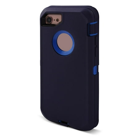 TPU Rotary Belt Clip 3 Layer Water Resistant Skin Case Navy Blue for iPhone