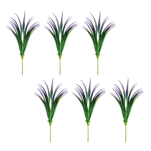 Billuyoard Paquete de 6 pastos artificiales - Buen efecto de decoración para espacios al aire libre Plantas artificiales con estilo Decoración púrpura