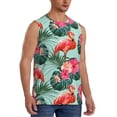 thumbnail image 2 of Fotbe Palm Leaves Flamingo Men's Camiseta sin Mangas Estampada para Hombres, Playera Casual para Gimnasio, Entrenamiento, Playa-3X-Large, 2 of 7