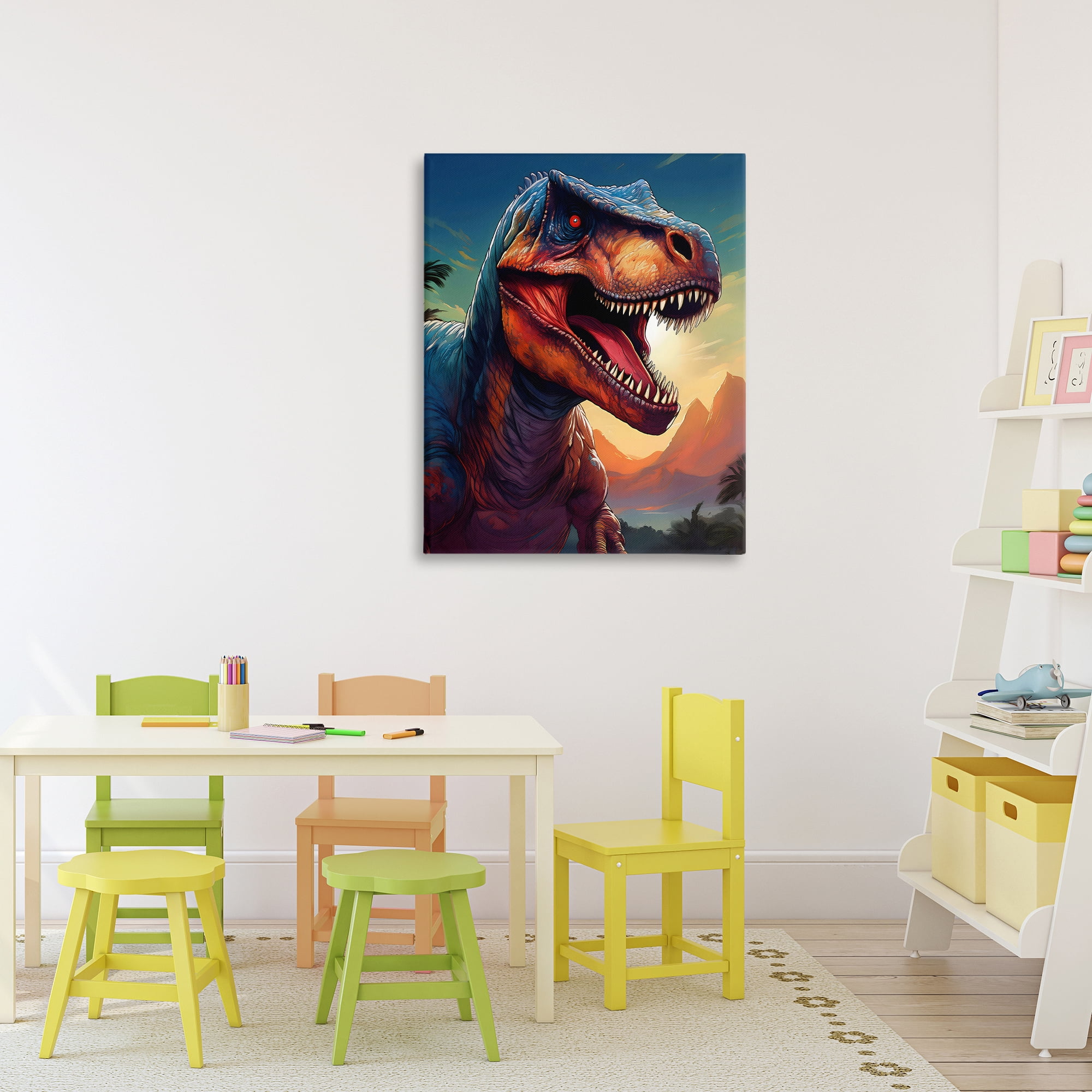 Stupell Industries Dinosaur with Sunset Landscape Canvas Wall Art, design by Creative Studio